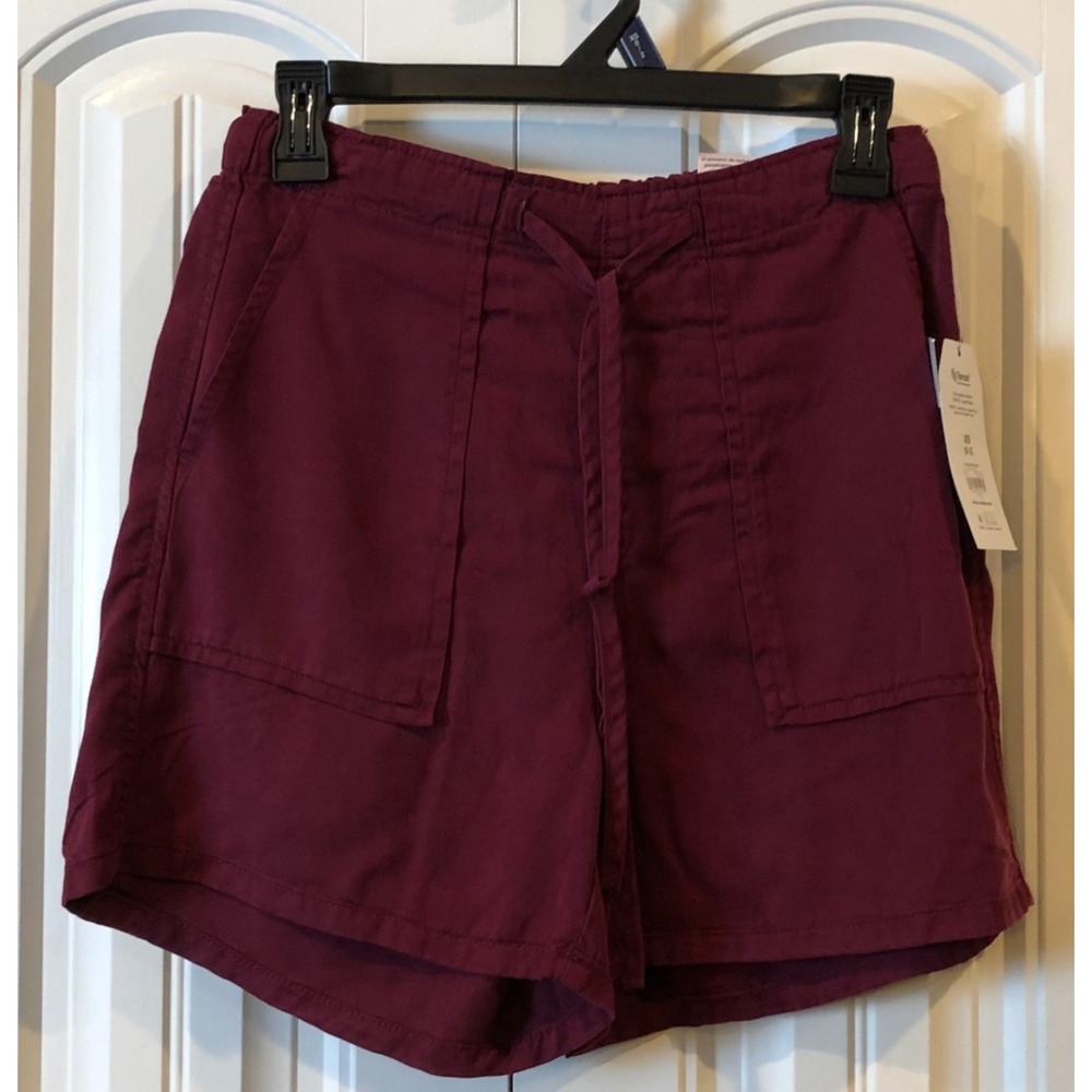 All in Motion Women's XS 0-2 Burgundy Utility Shorts Drawstring Cargo Pockets NW